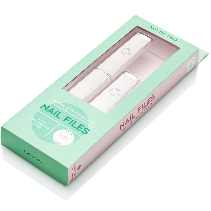 Malva Belle Best Crystal Glass Nail File for Women - File & Travel Case Set - Heavy Duty for Natural Nails, Gel - Professional Nail Shaper â€“ Nail Care Essentials - Pastel Pink Gift Set - Image 1